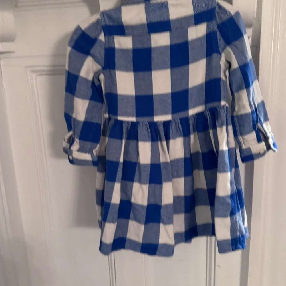 RALPH LAUREN BLUE PLAID COTTON TWILL SHIRT DRESS SIZE 24 MONTHS